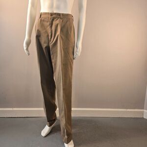 Daniel Cremieux Pants Camel Khaki Cotton Chino Pants Mens 36x34 Pleated Cuffed